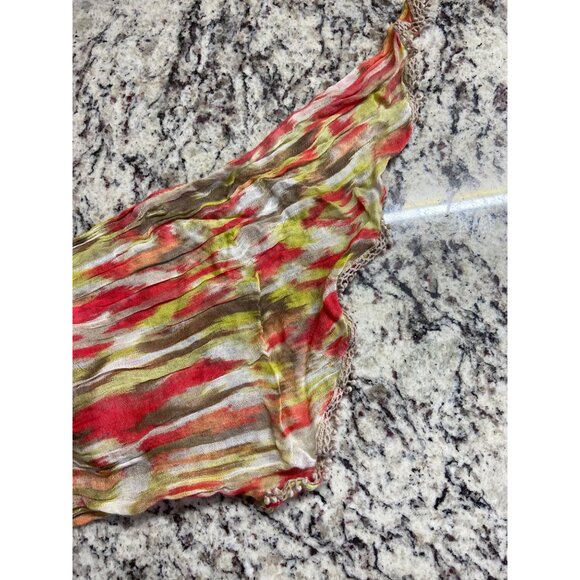 Womens Rectangle Scarf Orangel Crinkle Lightweight Tie Tassels Abstract Y2k - Picture 5 of 5